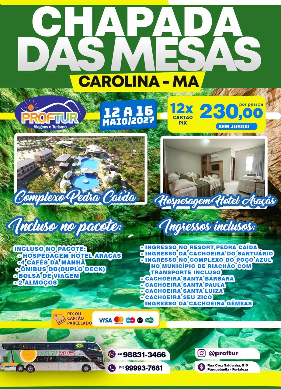 CHAPADA DAS MESAS -  DE 12 A 16 DE MAIO 2027